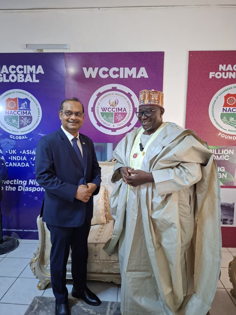 Today, H.E. Mr. Miah Md Mainul Kabir had a meeting with the National President of (NACCIMA), Engr. Jani Ibrahim at his office. During the meeting, they engaged in a productive discussion focused on strengthening commercial and trade ties between BD & NG