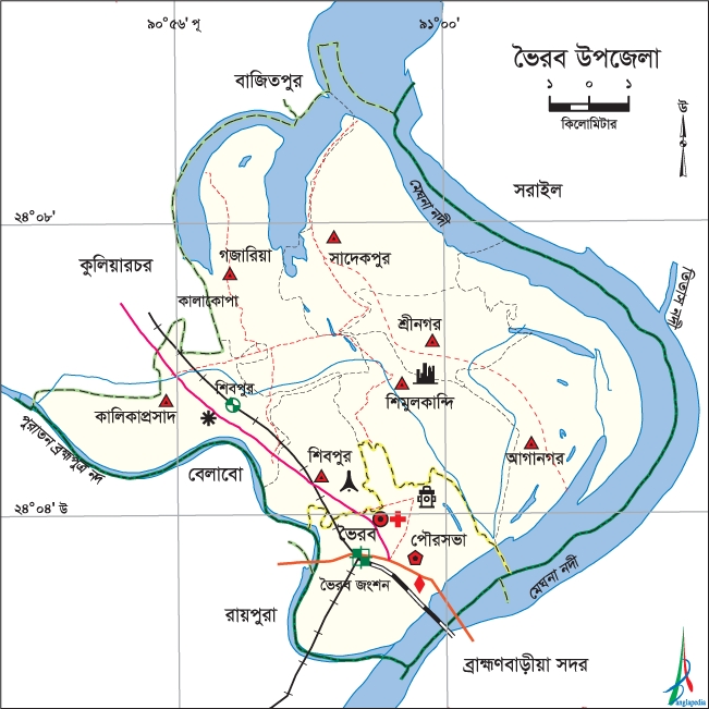 ভৈরব উপজেলার ইউনিয়ন ম্যাপ