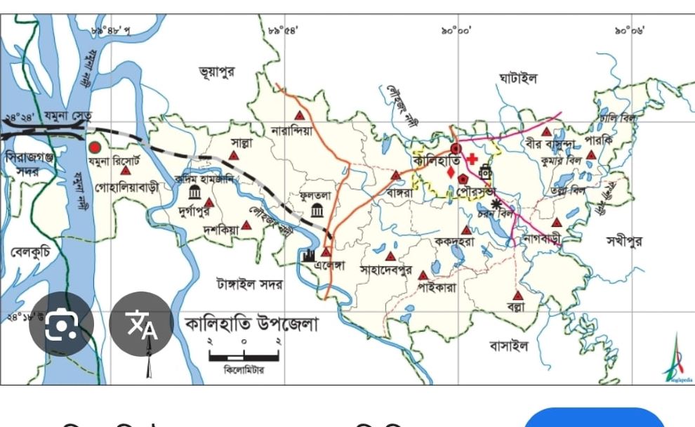 কালিহাতি উপজেলার ম‌্যাপ