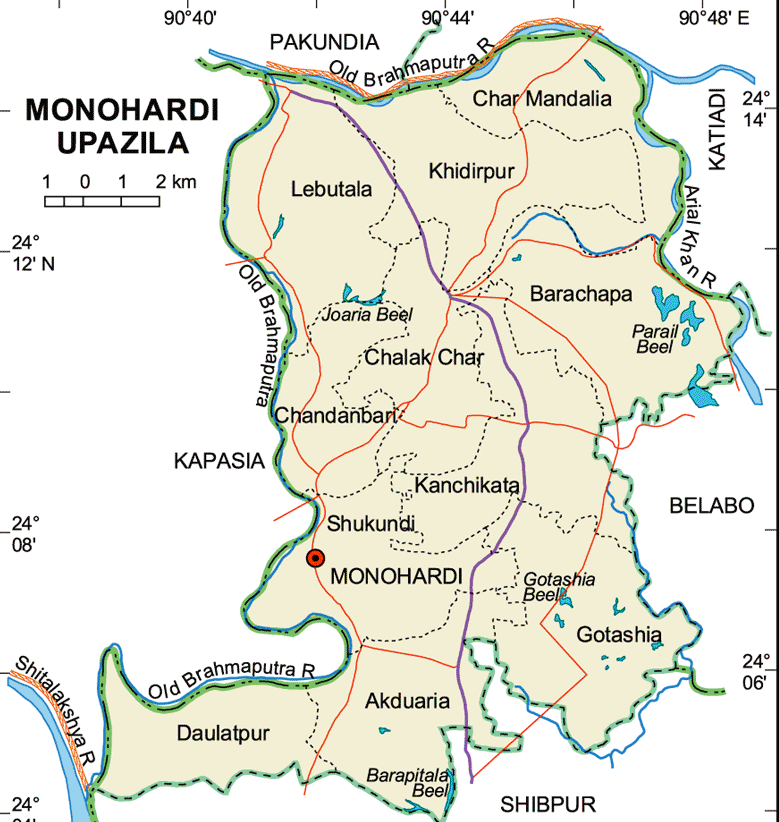 মনোহরদীর ম্যাপ