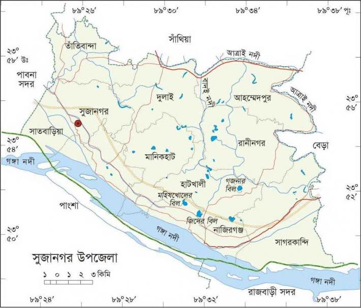 সুজানগর উপজেলা মানচিত্র