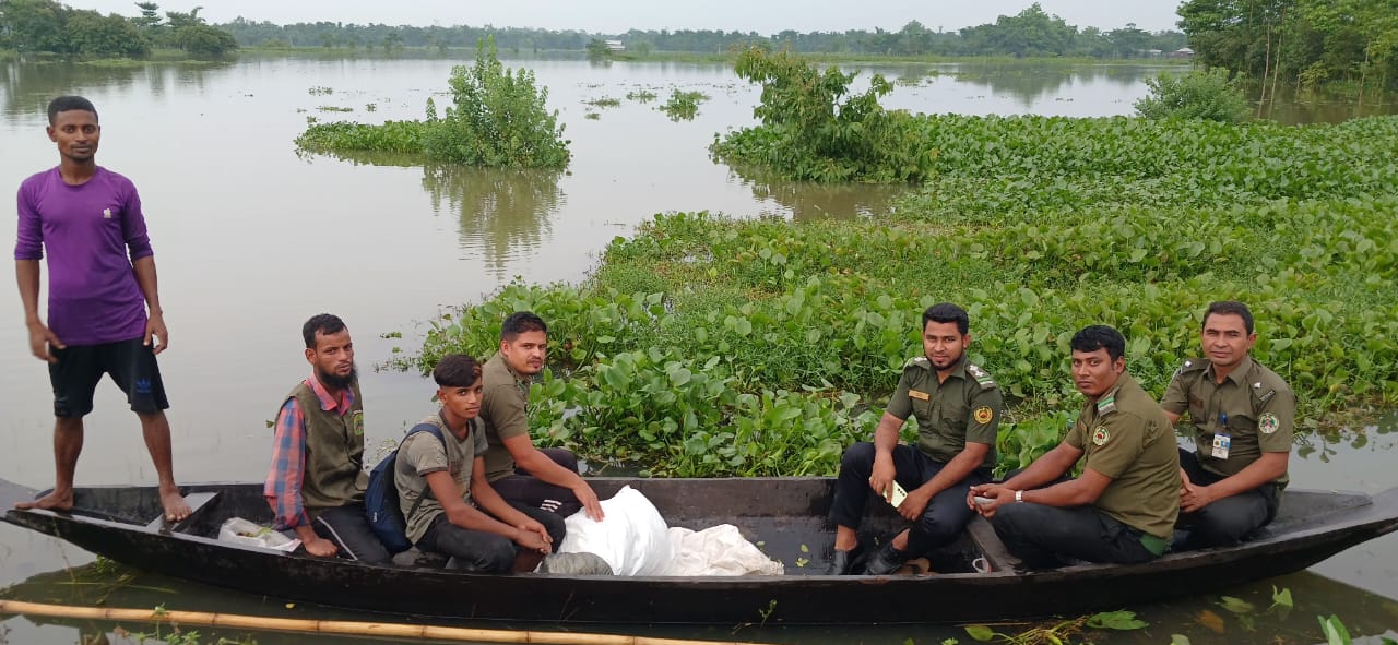 বন্যার্তদের সাহাযে আনসার ও ভিডিপি