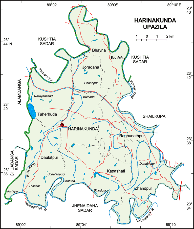 হরিণাকুণ্ডু উপজেলার মানচিত্র