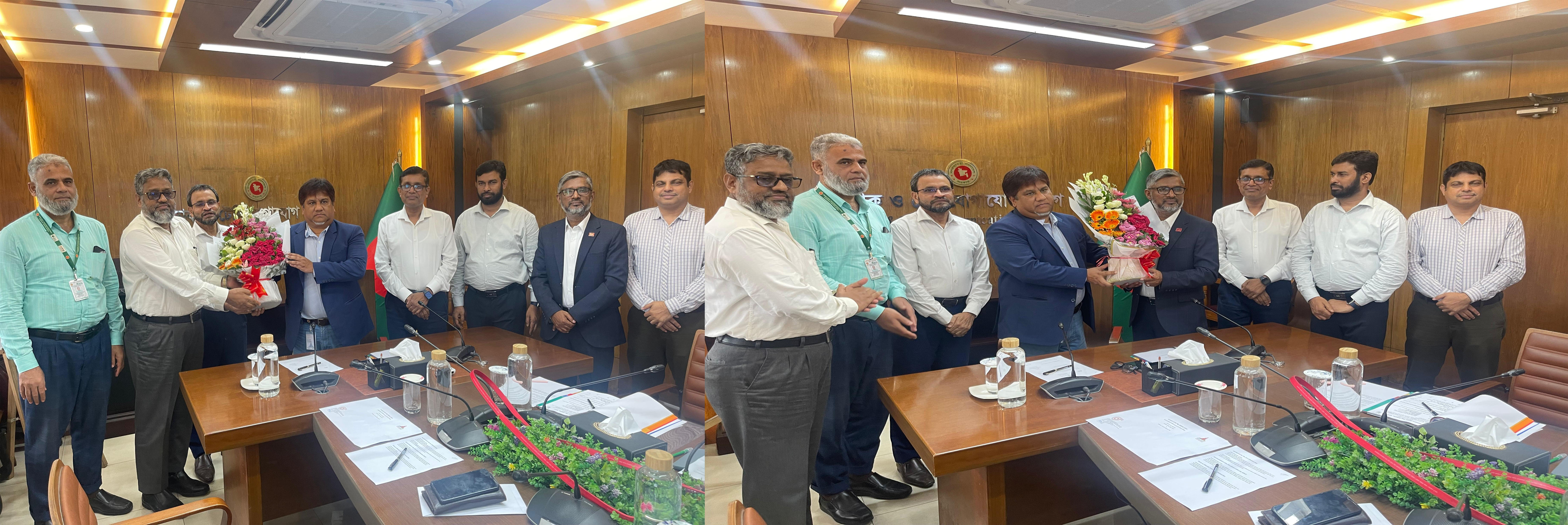 সচিব আব্দুন নাসের খান মহোদয়কে ফুলেল শুভেচ্ছা