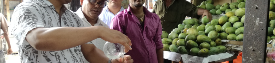 ভ্রাম্যমান ল্যাবের মাধ্যমে খোলা বাজার হতে মৌসুমী ফল সংগ্রহ করে ফরমালিন পরীক্ষা করা হচ্ছে।