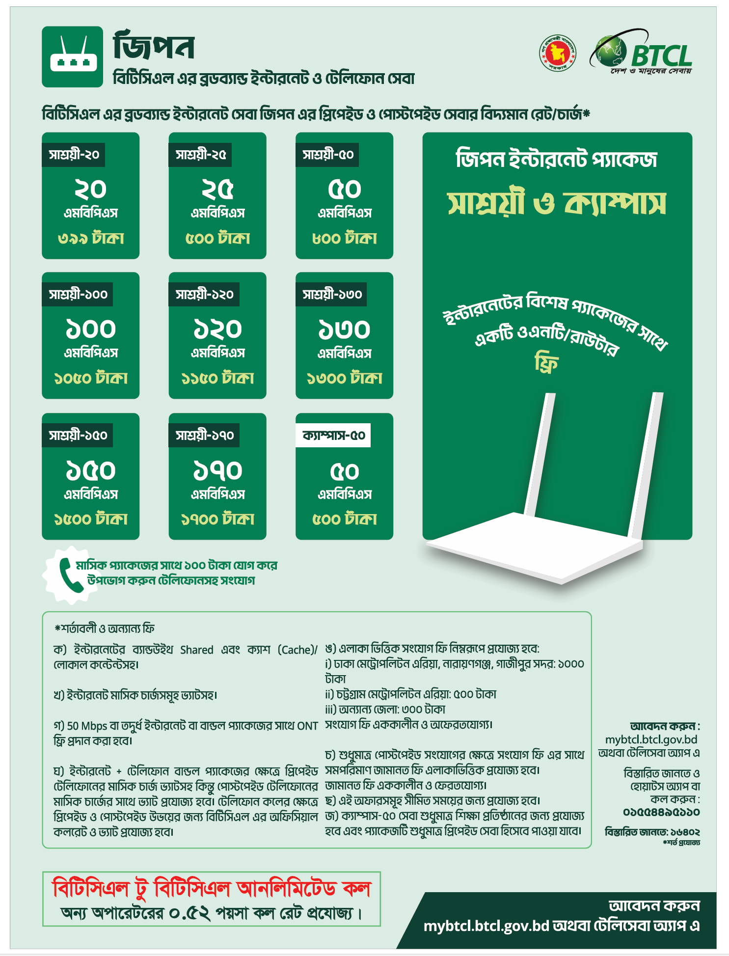 জীপন ইন্টারনেট প্যকেজ