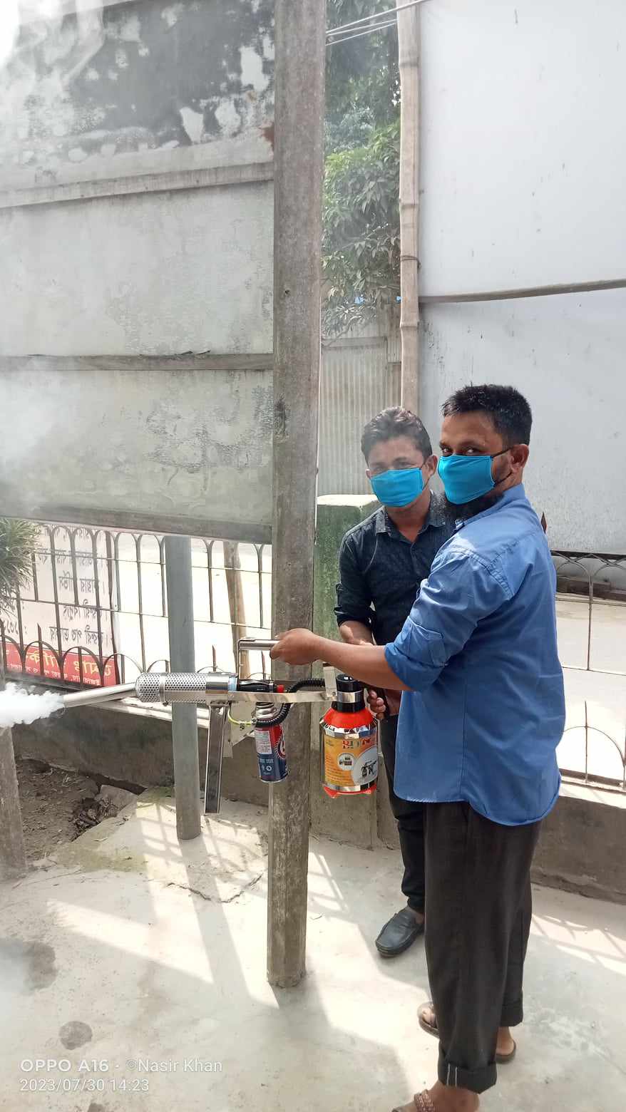 ফগার মেশিন দ্বারা ডেঙ্গু মশা নিধন অভিযান।