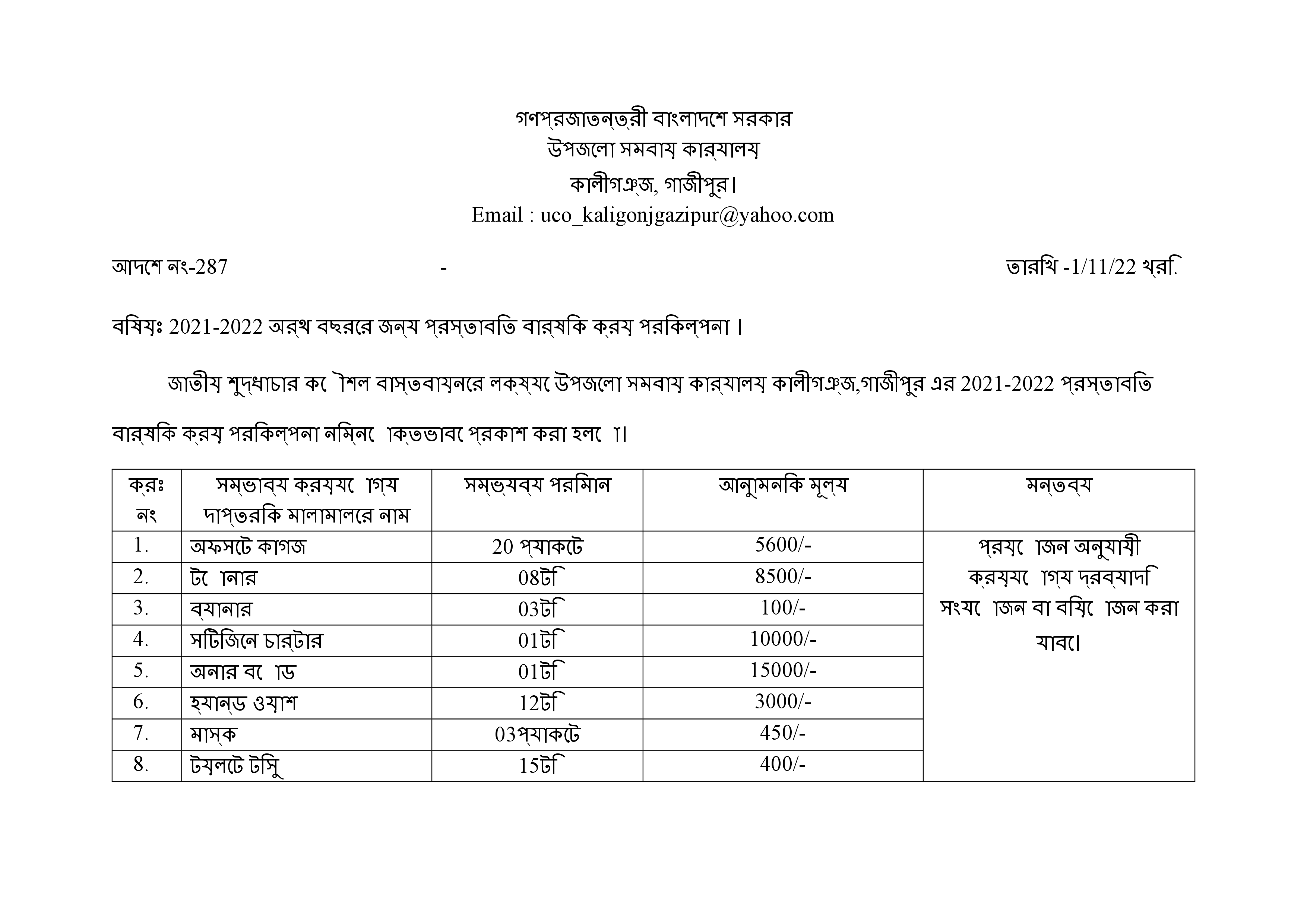 বার্ষিক ক্রয় পরিকল্পনা