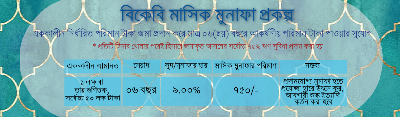 বিকেবি মাসিক মুনাফা