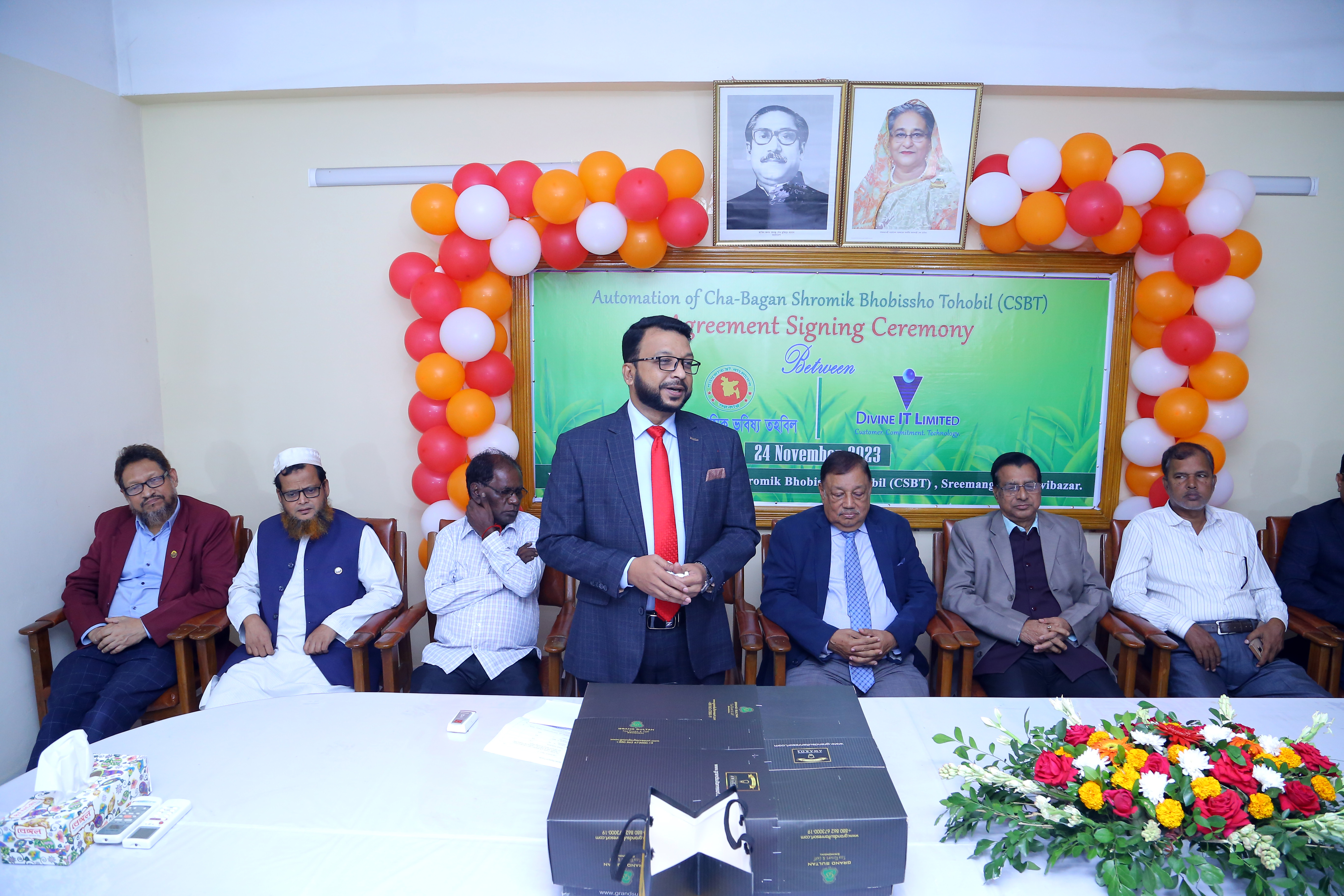 চুক্তি স্বাক্ষর অনুষ্ঠানে বক্তব্য পেশ করছেন সম্মানীত নিয়ন্ত্রক জনাব মোহাম্মদ নাহিদুল ইসলাম মহোদয়।