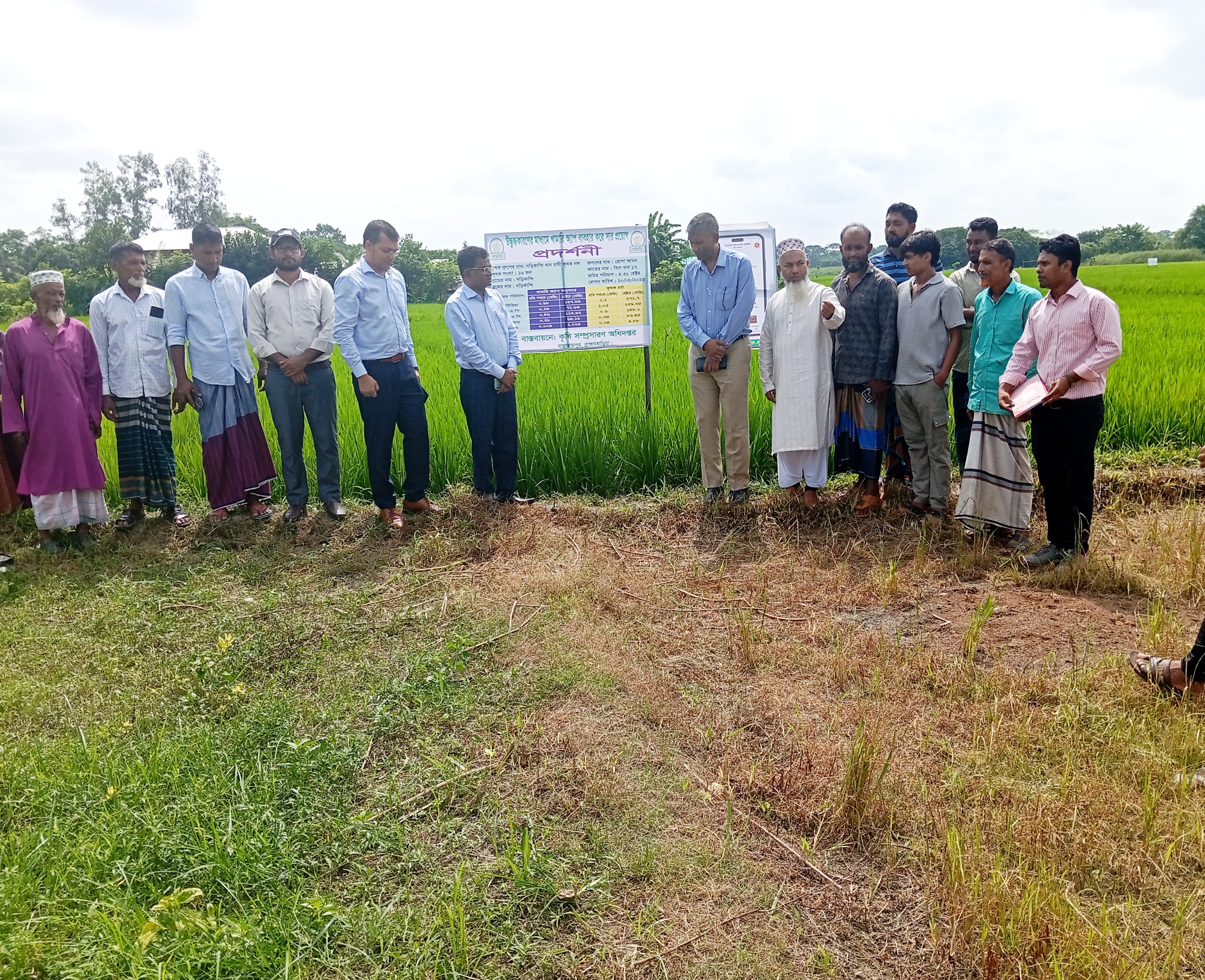 উদ্বুদ্ধকরণের মাধ্যমে খামারি অ্যাপ ব্যবহার করে সার প্রয়োগ প্রদর্শনী।