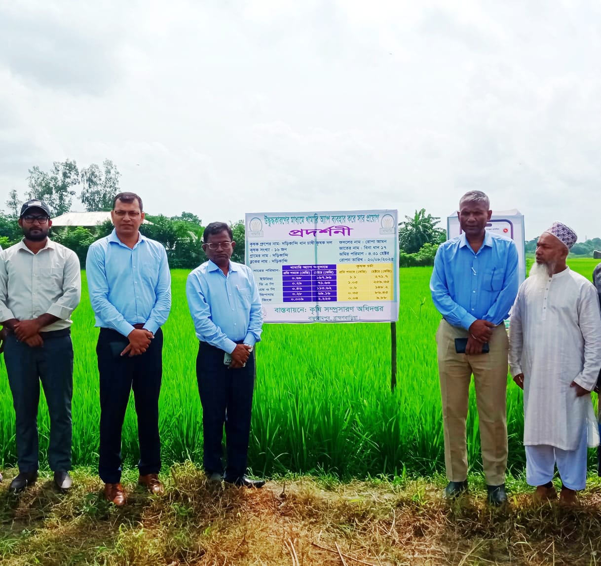 উদ্বুদ্ধকরণের মাধ্যমে খামারি অ্যাপ ব্যবহার করে সার প্রয়োগ প্রদর্শনী।