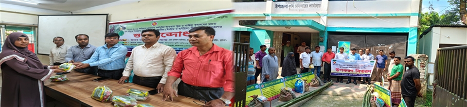 ২০২৫-২৬ অর্থবছরে কৃষি পুনর্বাসন খাতে প্রণোদনার আওতায় সবজি বীজ এবং পারিবারিক পুষ্টি বাগান প্রকল্পের আওতায় মাচায় সবজি চাষ প্রদর্শনীর সবজি বীজ বিতরণ।