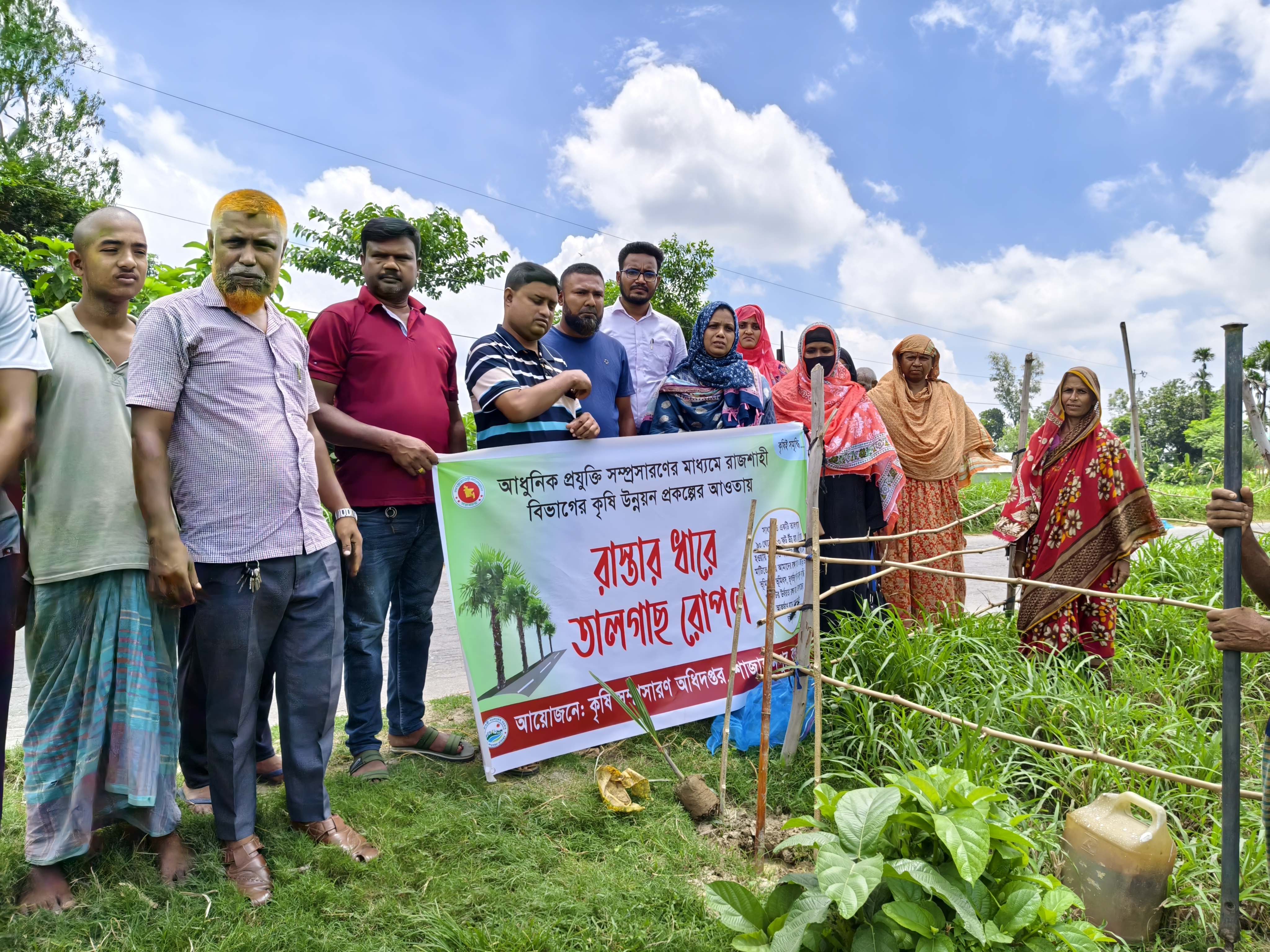 রাস্তার পাশে তালগাছ রোপন