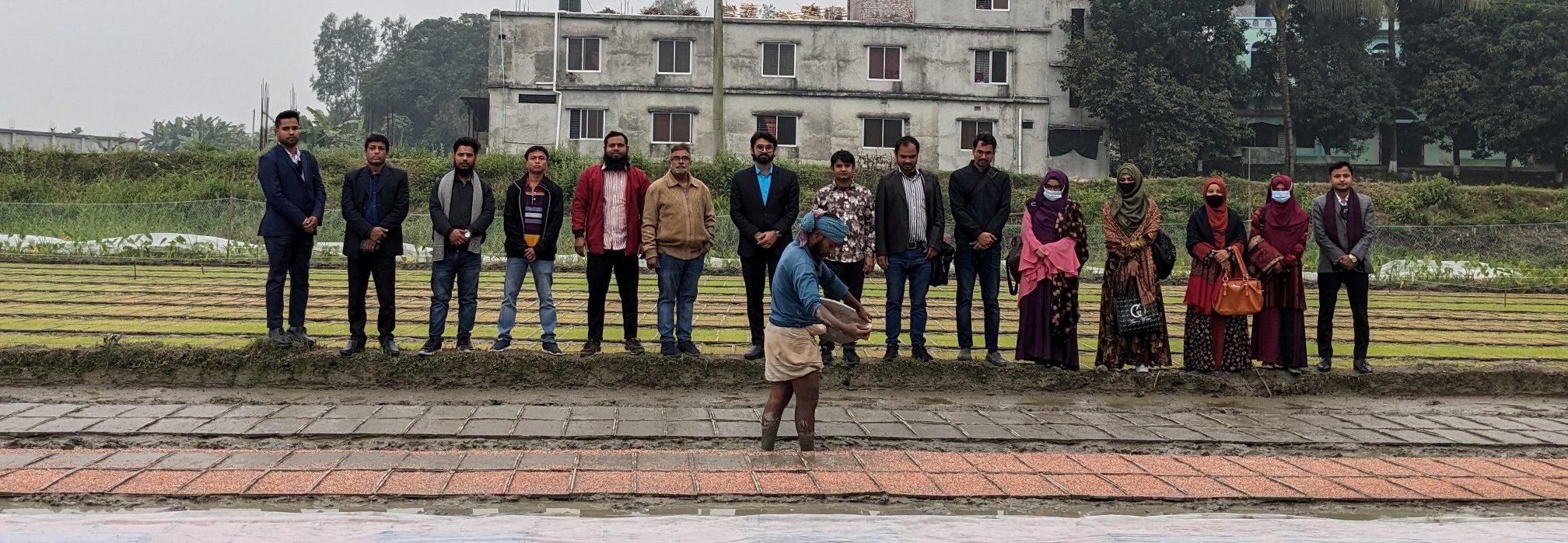 উপসহকারী কৃষি অফিসারদের নিয়ে কৃষি সম্প্রসারণ অফিসার মহোদয়ের সমলয় বীজতলা পরিদর্শন