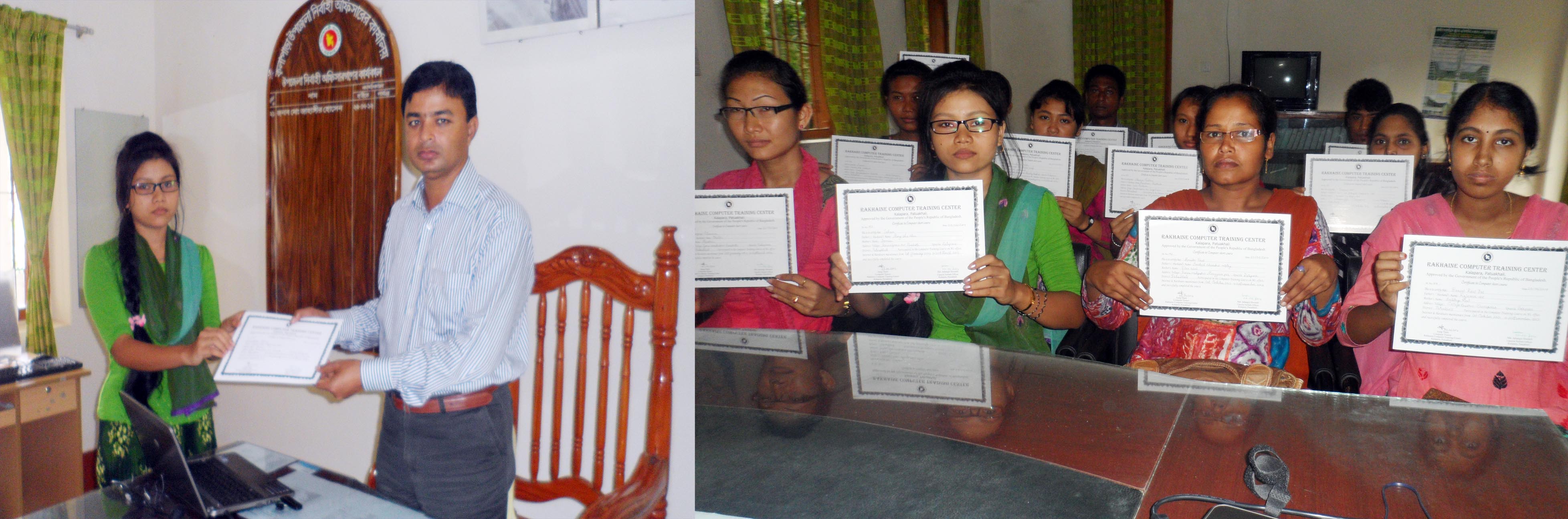 কলাপাড়া উপজেলা করাখাইন কম্পিউটার প্রশিক্ষন থেকে প্রশিক্ষন প্রাপ্ত ছাত্র-ছাত্রীদর মাঝে সনদ বিতরন করেন, উপজেলা নির্বাহী অফিসার