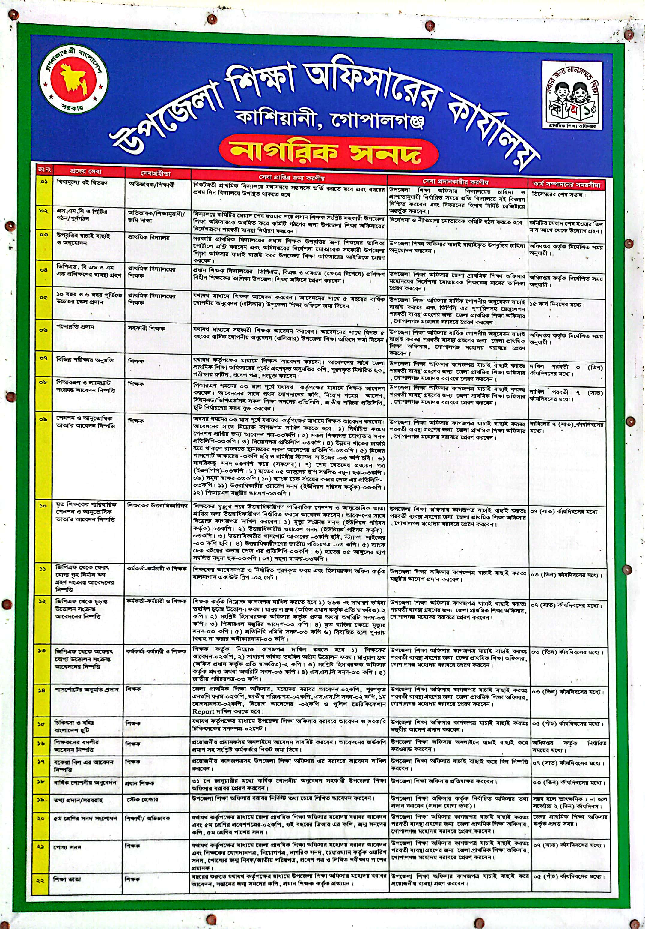 সেবাসমুহ