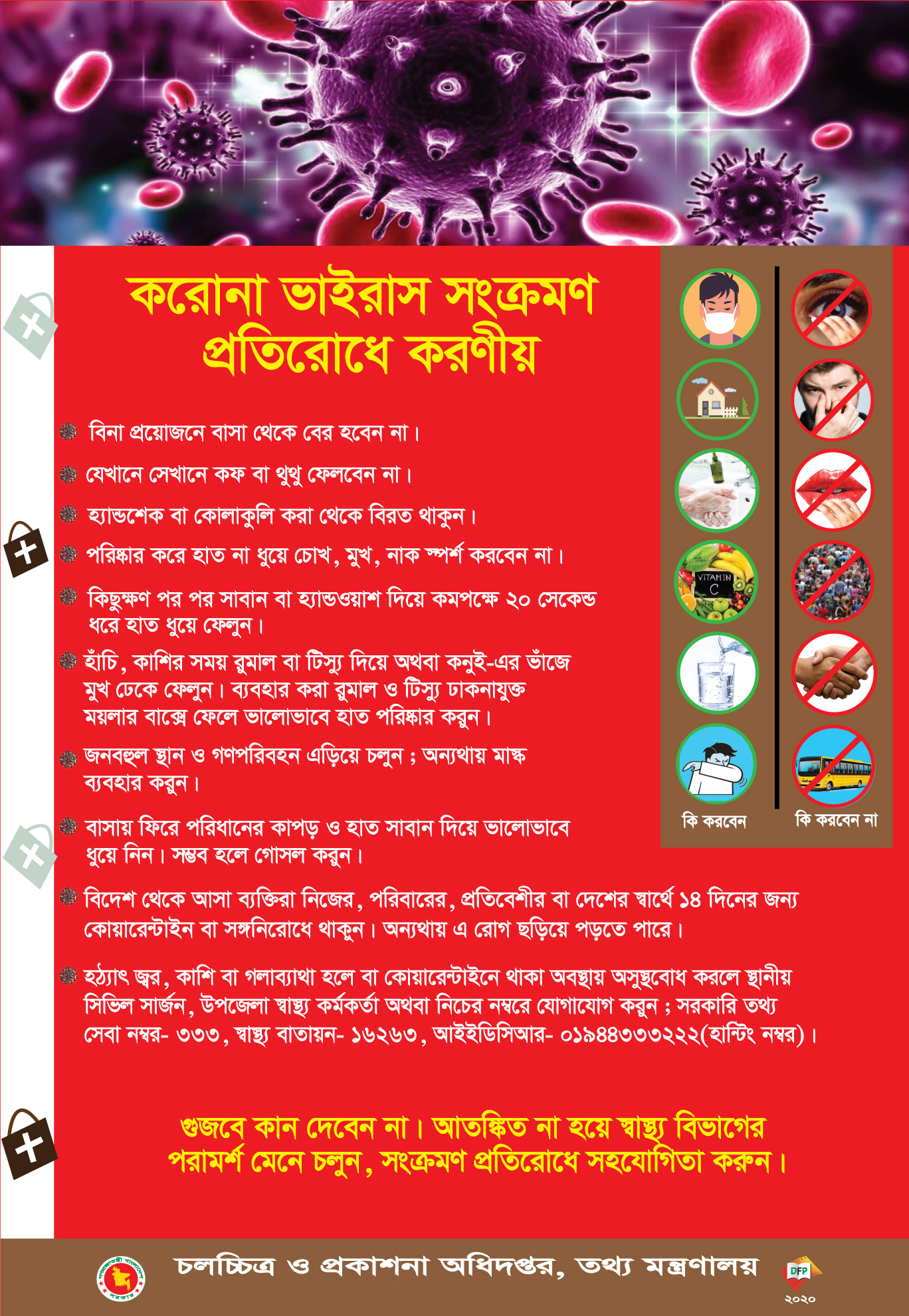 করোনা ভাইরাস সংক্রমন রোধে করণীয়