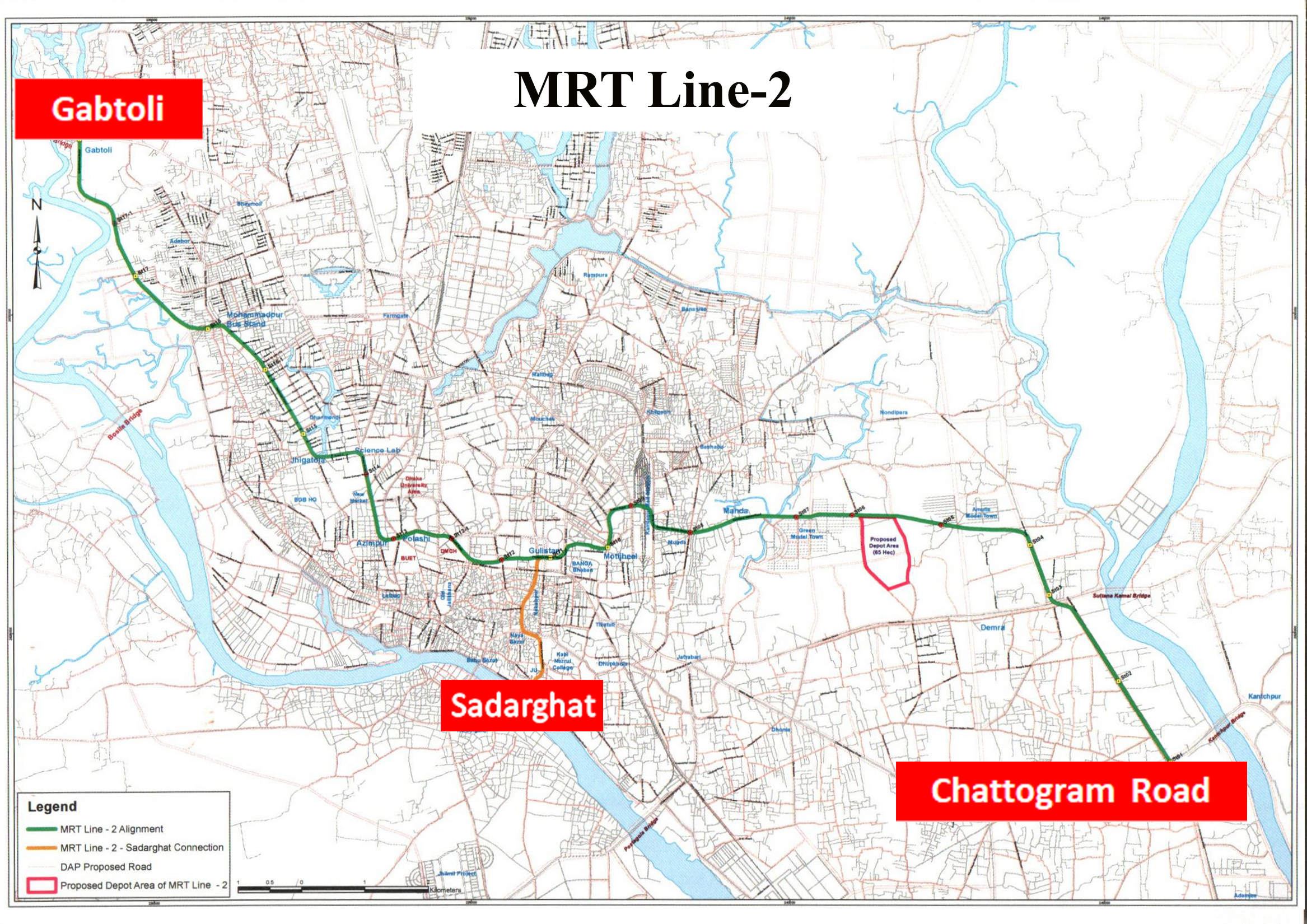 MRT Line-2 এর রুট এ্যালাইনমেন্ট ও স্টেশন