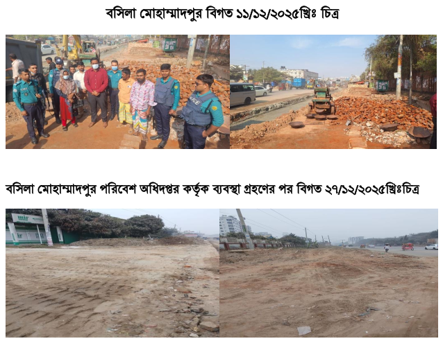 বসিলা মোহাম্মাদপুর পরিবেশ অধিদপ্তর কর্তৃক ব্যবস্থা গ্রহণের পূর্বের ও পরবর্তী চিত্র