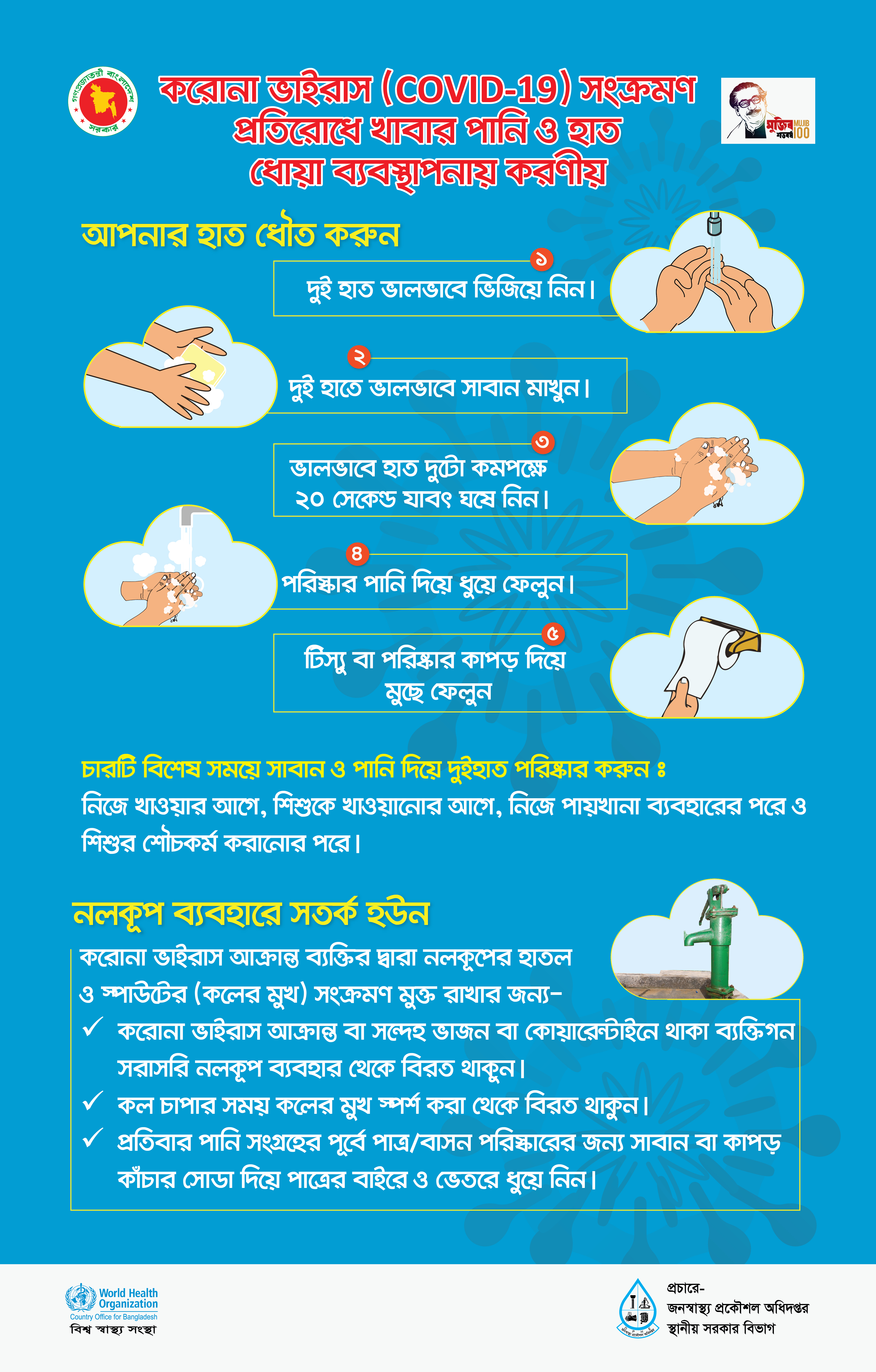 করোনা ভাইরাস (COVID-19) সংক্রমণ প্রতিরোধে খাবার পানি ও হাত ধোয়া ব্যবস্থাপনায় করণীয়