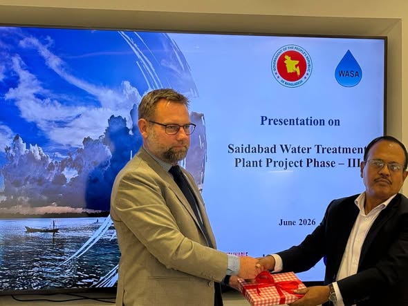 On 23 June 2026, His Excellency Christian Brix Møller, Ambassador of Denmark to Bangladesh, paid a courtesy visit to Dhaka WASA and had a meeting with the Managing Director Mr. Md Aminul Islam and the Chief Engineer Mr. Alomgir Hasin Ahmed of Dhaka WASA