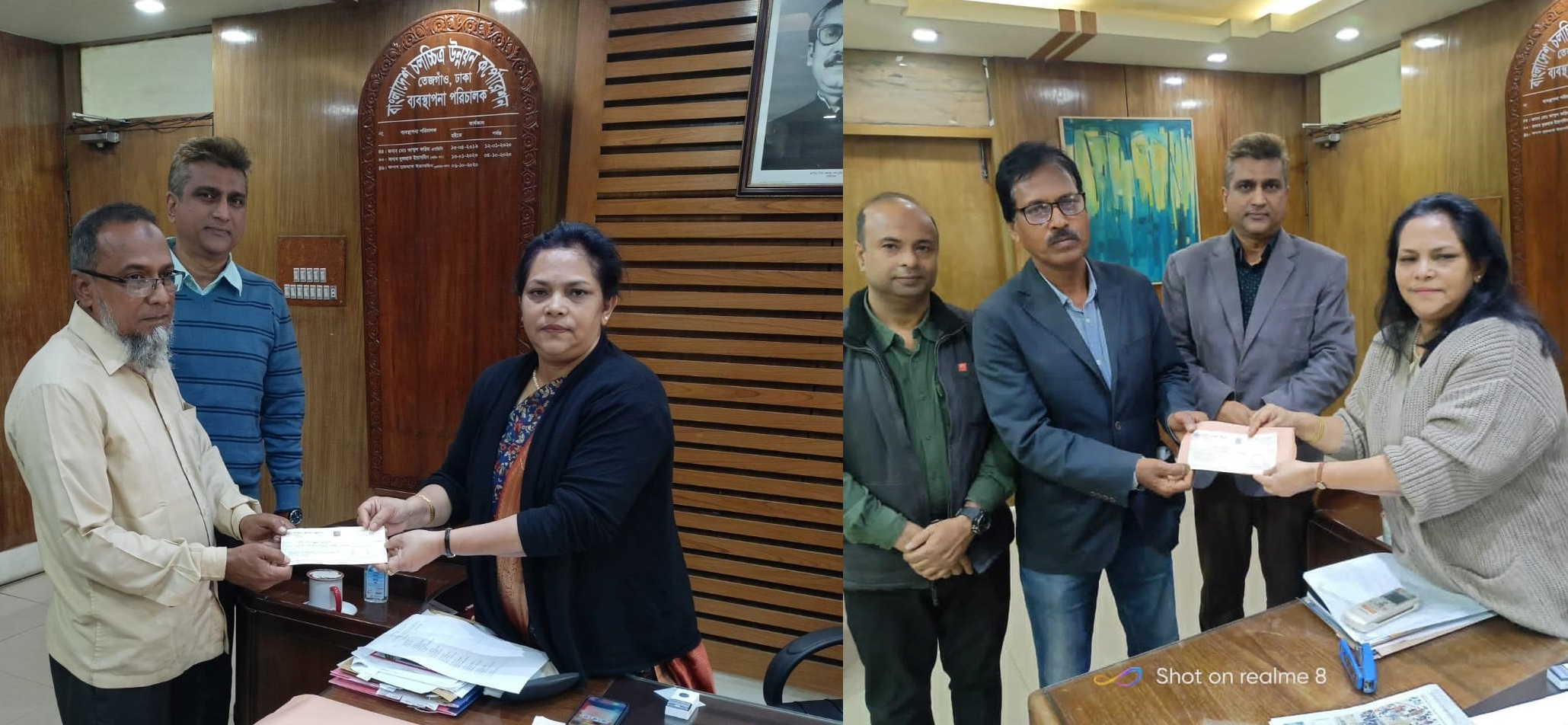 ব্যবস্থাপনা পরিচালক মহোদয় কর্তৃক পিআরএল এ যাওয়া এফডিসির লাইট শাখার সহকর্মীদের সিপিএফ এর চেক প্রদান।