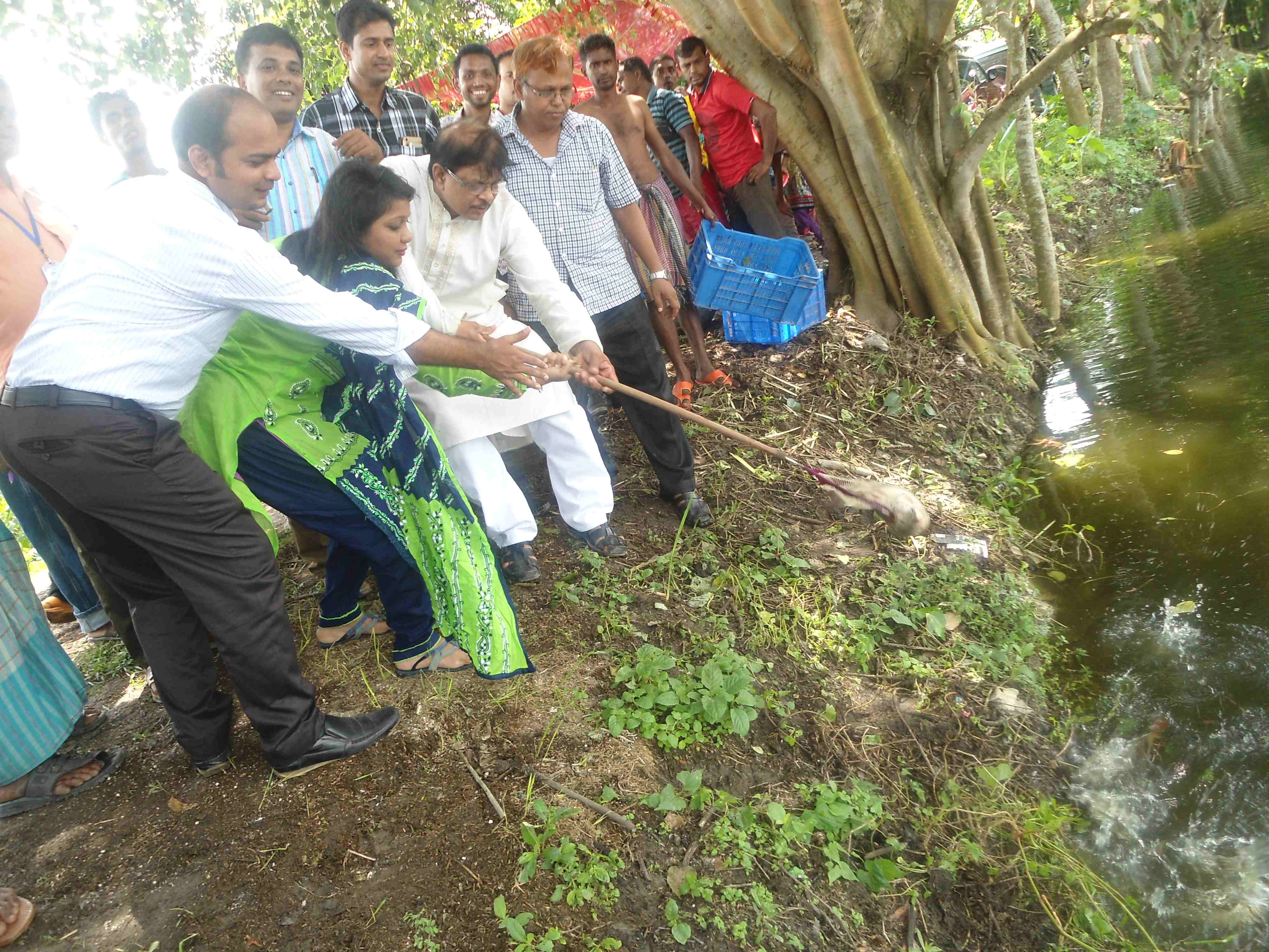 সিবিজি প্রদর্শনীতে মাছের পোনা অবমুক্তকরণ
