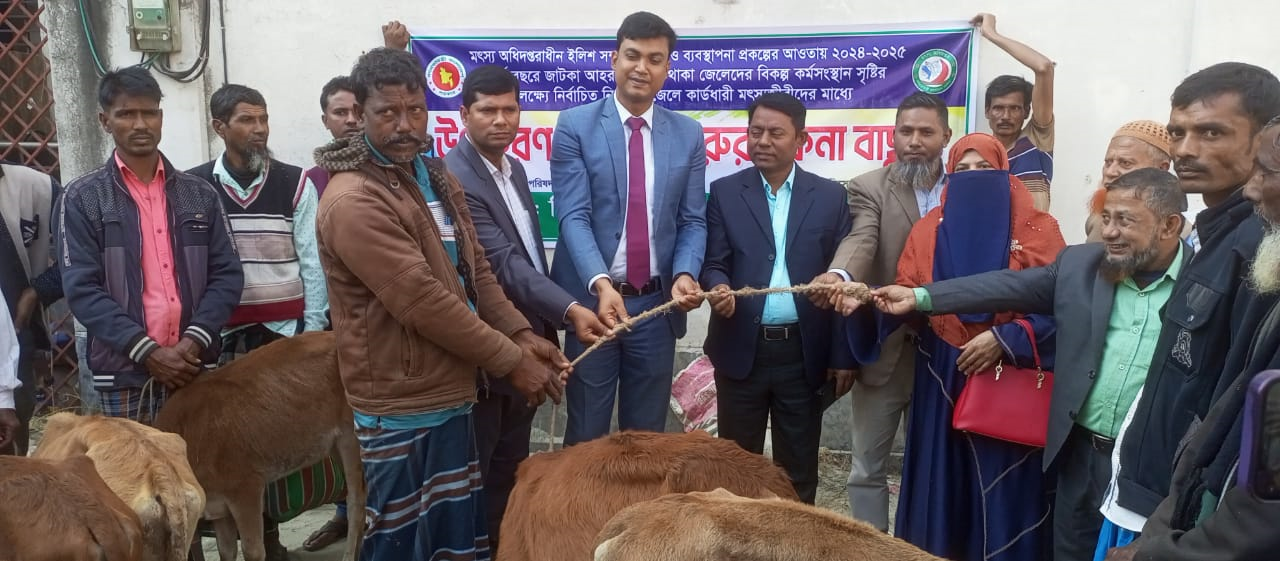 নিবন্ধিত জেলেদের মাঝে গরুর বকনা বাছুর বিতরণ