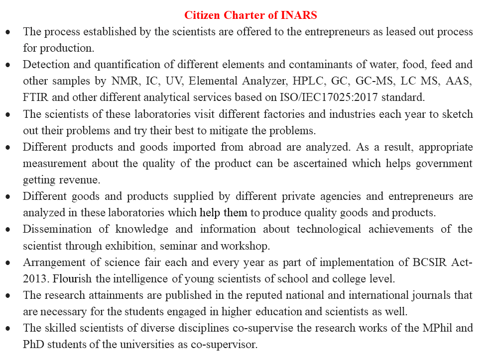 Citizen Charter of INARS