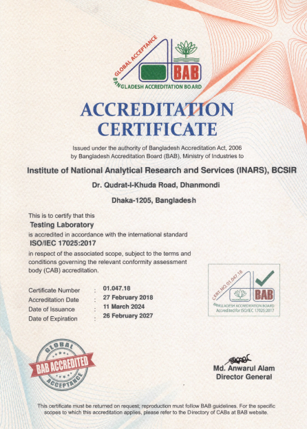 ISO Certificate of ISO/IEC 17025:2005 Accredited 100 Parameters for Water Analysis