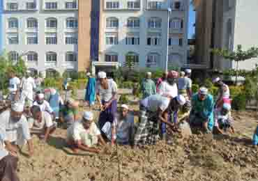 প্রশিক্ষণাখীদের ইমামদের কৃষি বিষয়ক ব্যবহারিক প্লট প্রস্তুত।