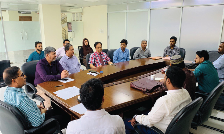 যৌথ গবেষণার অংশ হিসেবে প্রফেসর মামুন-আল-মাহবুব (স্বপ্নীল), চেয়ারম্যান, ইন্টারভেনশনাল হেপাটলজি বিভাগ, বিএসএমএমইউ ও তার টিম এর নিয়মিত সভা