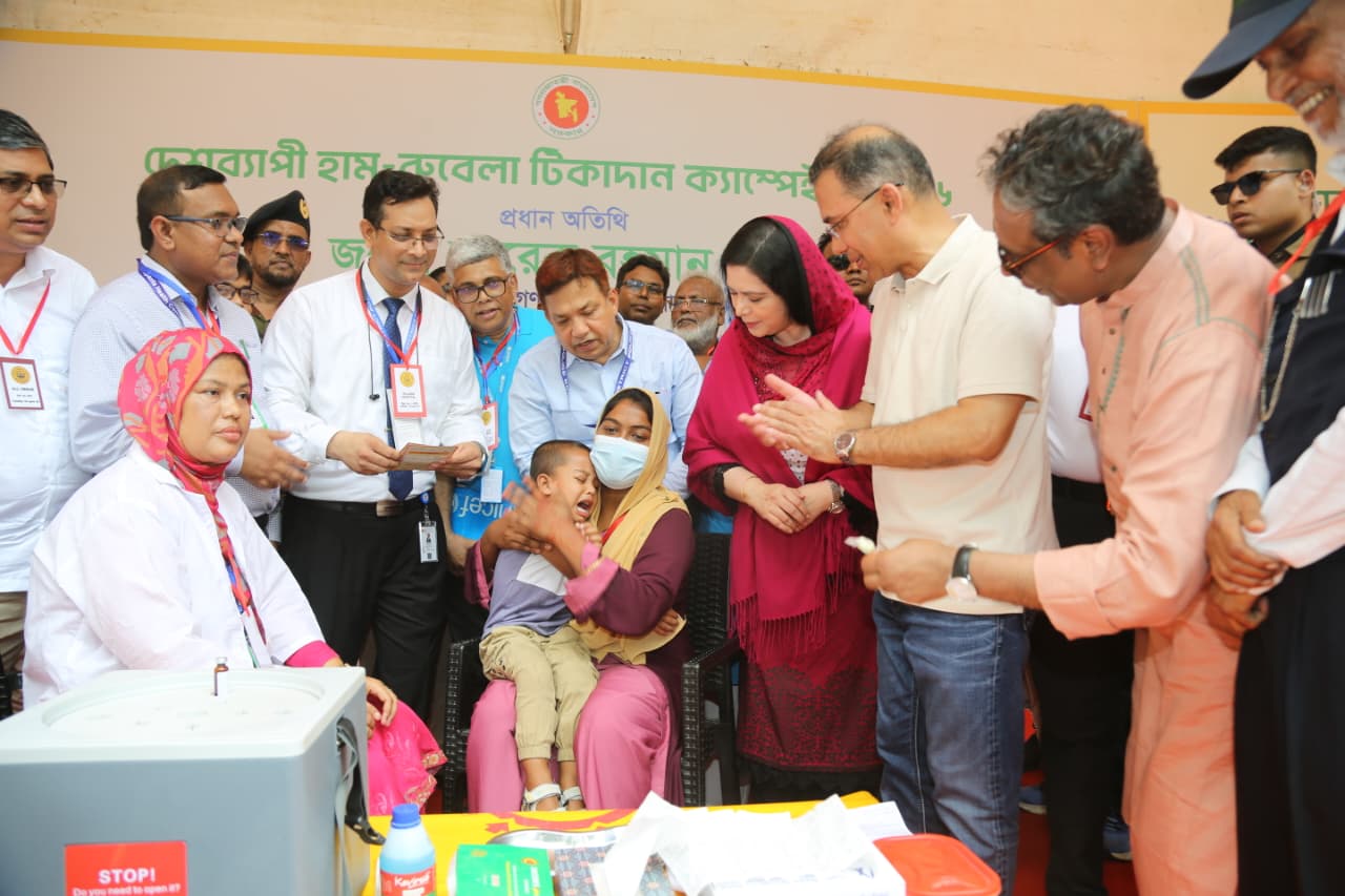 প্রধানমন্ত্রী জনাব তারেক রহমান,এমপি হাম টিকাদান কর্মসূচীর শুভ উদ্বোধন