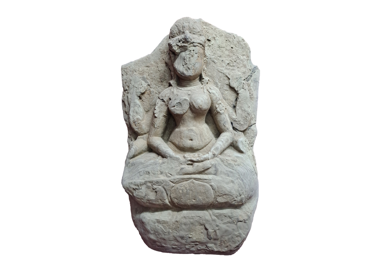 উপকরণ: নরম পাথর, সময়: আনুমানিক ৭ম - ৮ম শতাব্দী (?), প্রাপ্তিস্থান: শালবন বিহার, কুমিল্লা