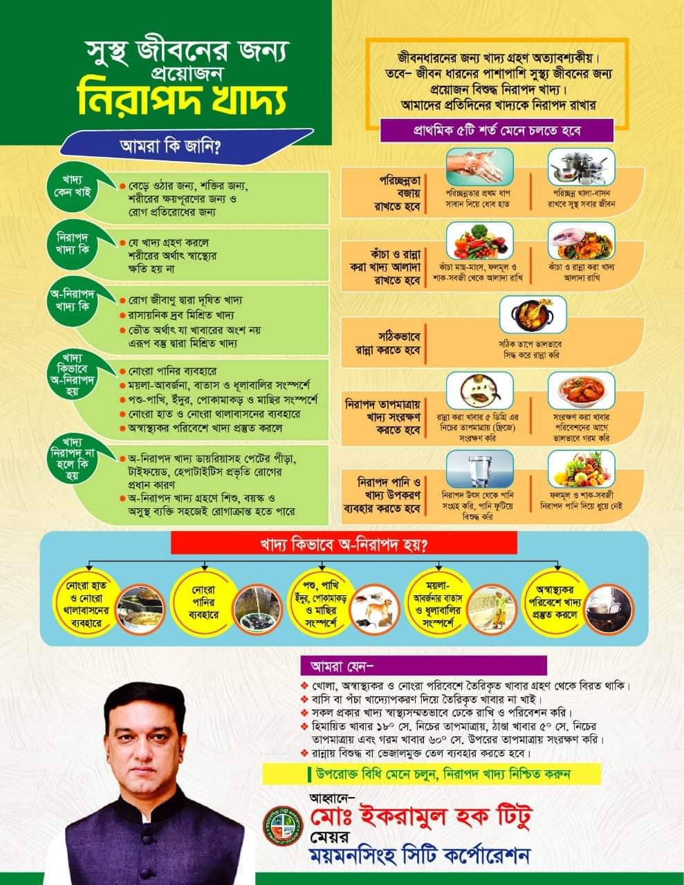 সুস্থ জীবনযাপনের জন্য প্রয়োজন নিরাপদ খাদ্য। খাদ্য নিরাপদ রাখার ৫ শর্ত মেনে চলুন।