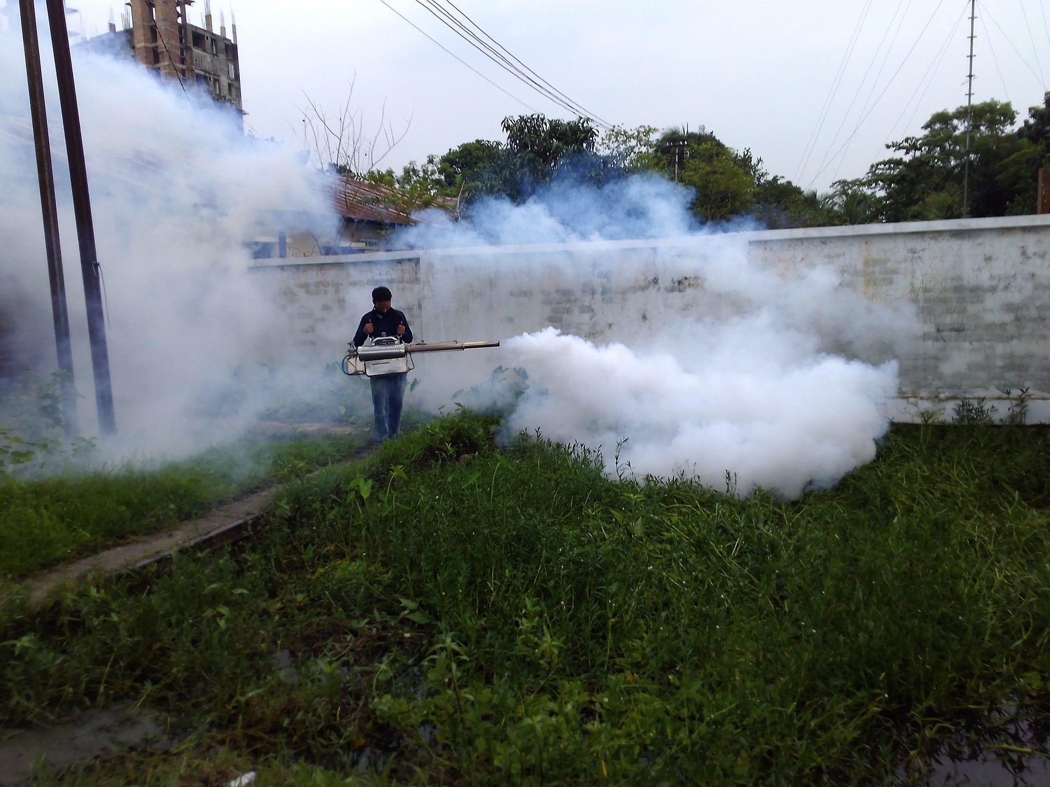 মশা নিধনে ফগার মেশিনে ওষুধ স্প্রে কার্যক্রম