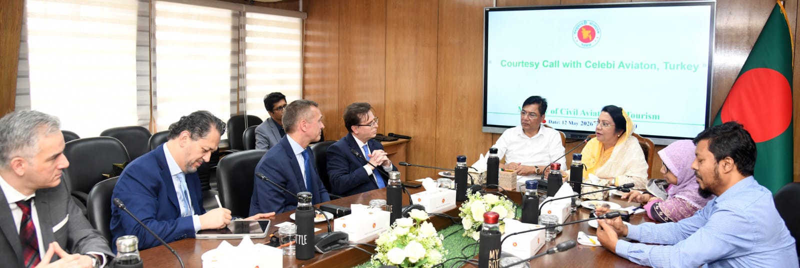 বেসামরিক বিমান পরিবহন ও পর্যটন মন্ত্রণালয়ের মন্ত্রী ও প্রতিমন্ত্রীর সঙ্গে Celebi Aviation এর প্রতিনিধিগণের সৌজন্য সাক্ষাৎ