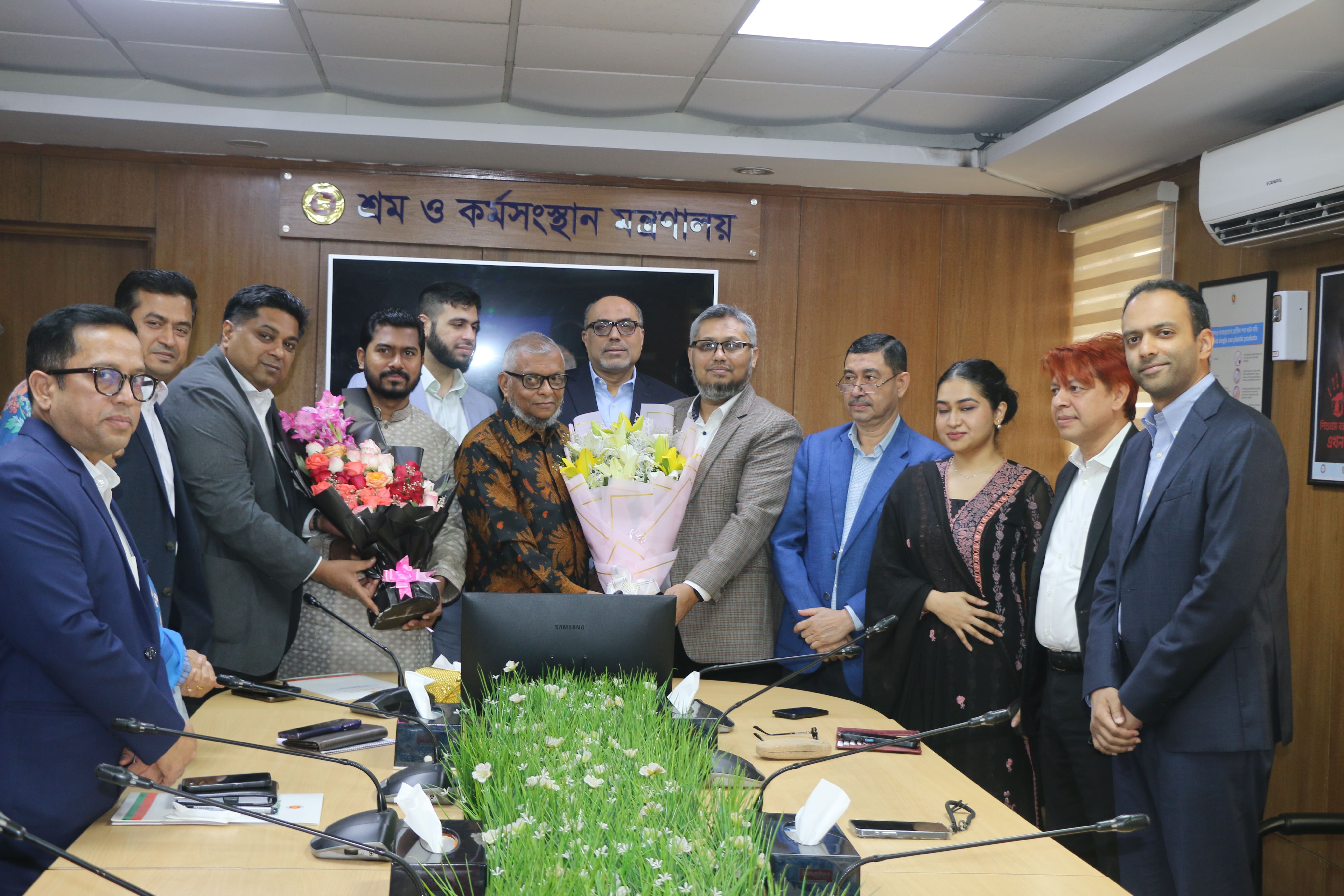 শ্রম ও কর্মসংস্থান মন্ত্রণালয়ের মাননীয় মন্ত্রী এবং প্রতিমন্ত্রীর সাথে বাংলাদেশ এমপ্লয়ার্স ফেডারেশনের প্রতিনিধিগণের সৌজন্য সাক্ষাৎ