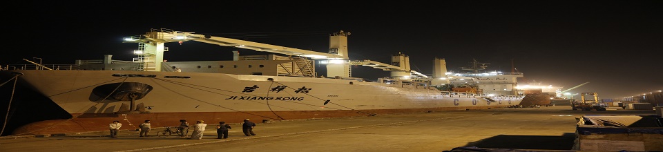 রাতে বন্দর জেটিতে জাহাজ