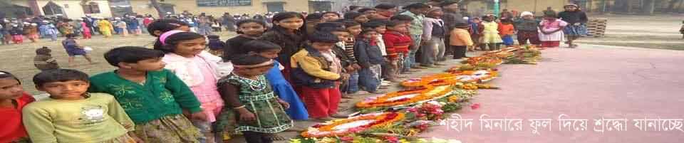 ১নং নাফানগর ইউনিয়ানের শহিদ মিনারে ফুল দিয়ে শ্রদ্ধো দিচ্ছে।