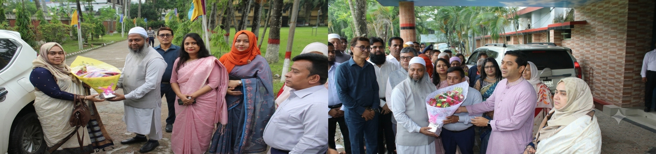 জনাব ববি হাজ্জাজ এমপি, মাননীয় প্রতিমন্ত্রী, প্রাথমিক ও গণশিক্ষা মন্ত্রণালয় ও জনাব শাহীনা ফেরদৌসী, মহাপরিচালক, প্রাথমিক শিক্ষা অধিদপ্তর জাতীয় প্রাথমিক শিক্ষা একাডেমি (নেপ) এ আগমন উপলক্ষে ফুল দিয়ে বরণ করে নিচ্ছে জনাব ফরিদ আহ্‌মদ মহাপরিচালক (নেপ)