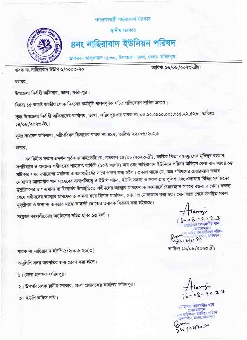 ১৫ আগষ্টের জাতীয় শোক দিবস পালনের সচিত্র প্রতিবেদন।