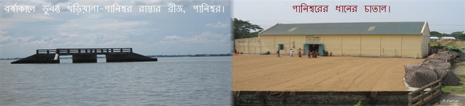 বর্ষাকালে ডুবন্ত ব্রীজ ও ধানের চাতাল