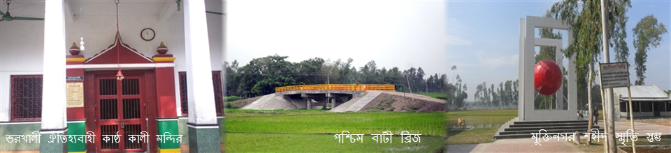 ভরতখালী ঐহিত্যবাহী কাষ্ঠ কালী মন্দির, বাটী ব্রিজ, মুক্তিনগর শহীদ স্মৃতি স্তম্ভ।