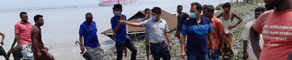 নদী ভাঙ্গনে ক্ষতিগ্রস্থ পরিবারের বর্তমান অবস্থা পরিদর্শন