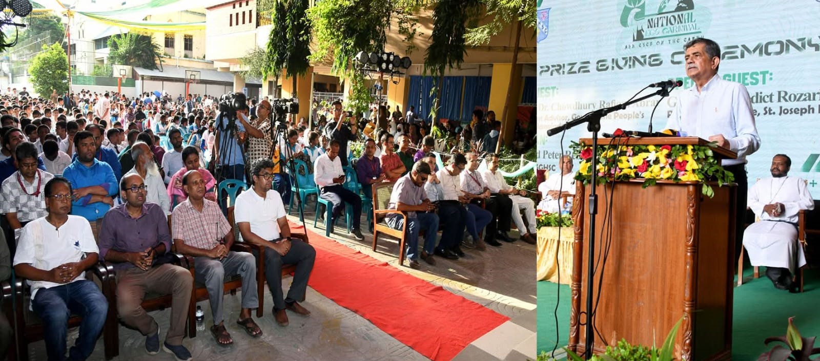 শিক্ষা উপদেষ্টা অধ্যাপক ড. চৌধুরী রফিকুল আবরার আজ রাজধানীর সেন্ট গ্রেগরী হাইস্কুল এন্ড কলেজ প্রাঙ্গণে আয়োজিত National Eco Carnival 2025 অনুষ্ঠানে প্রধান অতিথির বক্তৃতা করেন।
